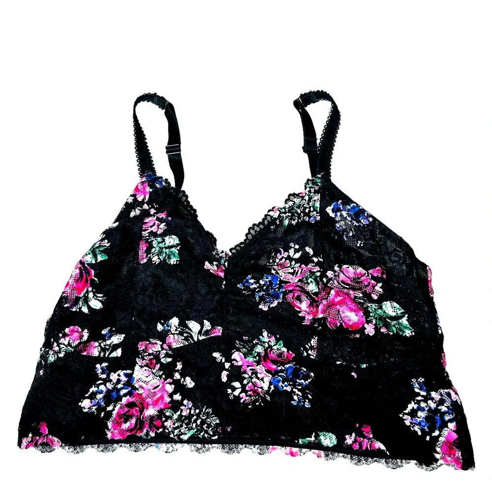Torrid Bralette Womens L Black Floral Lace - Picture 1 of 6